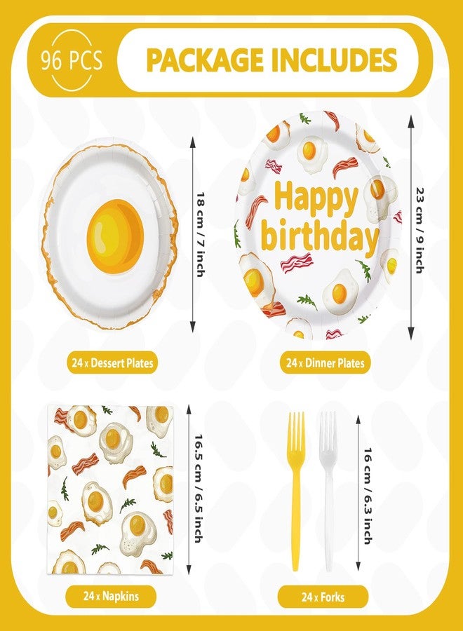 Greencian 96Pcs Breakfast Birthday Decorations Bacon Fried Egg Plates and Napkins Xmas Brunch Theme Birthday Decoration Favors for Kids Adults Bday Baby Shower BBQ Picnic Holiday Party Supplies Serves 24 - Image 5